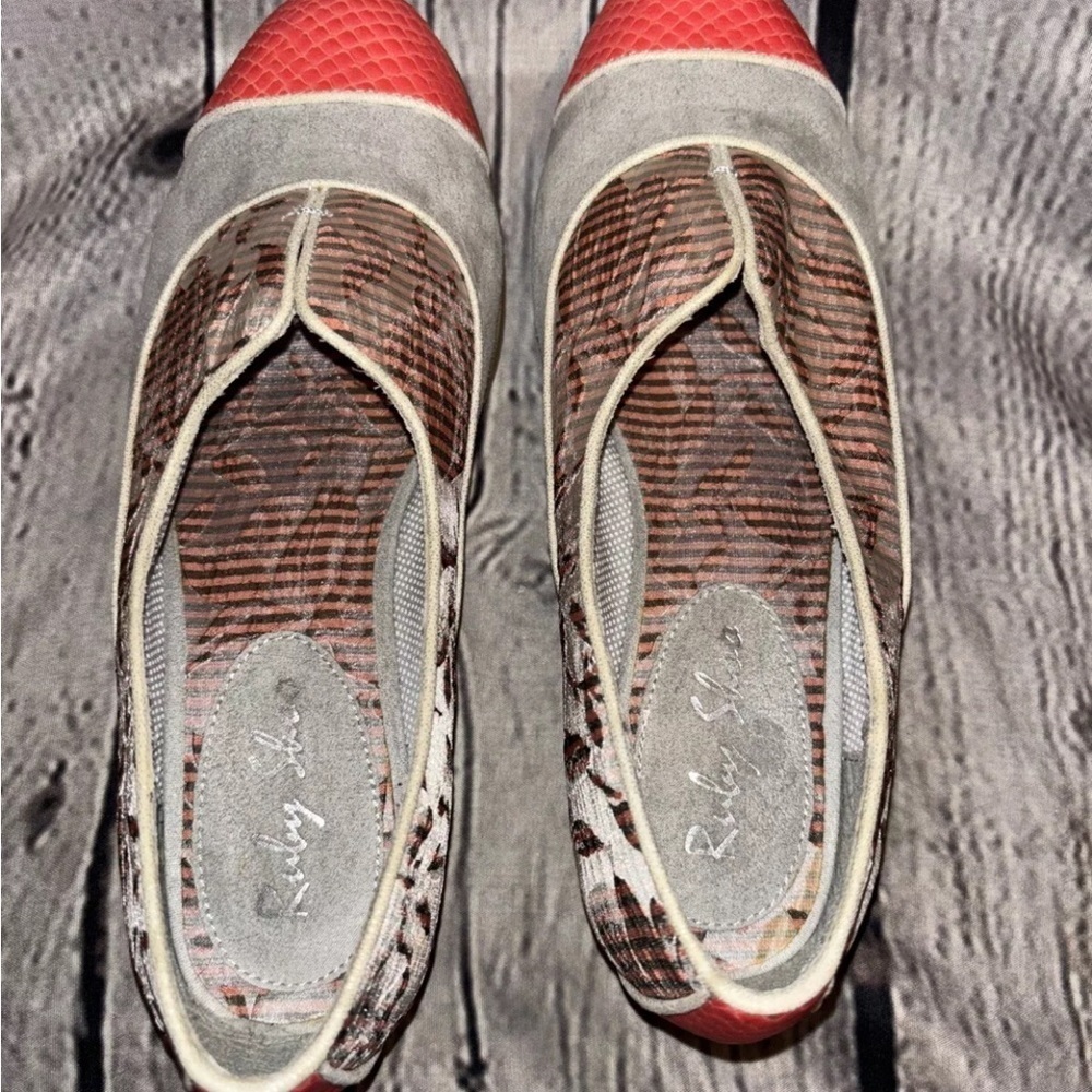 Ruby Shoo Brooke Coral Low Heel Loafer Size US 7 UK 5 EU 38 Leather Suede Floral - Picture 4 of 7